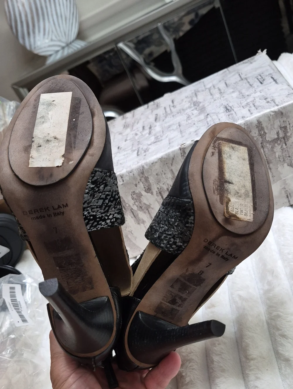 Derek Lam Falyn Snake-print Heeled Sandals Women's Sz 7 B $795
